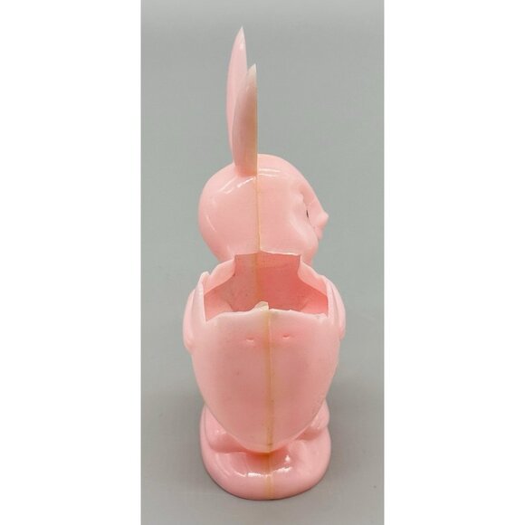 Rosbro Bunny Rabbit Happy Easter Egg Candy Container Toy Pink Plastic Vintage - Picture 3 of 8